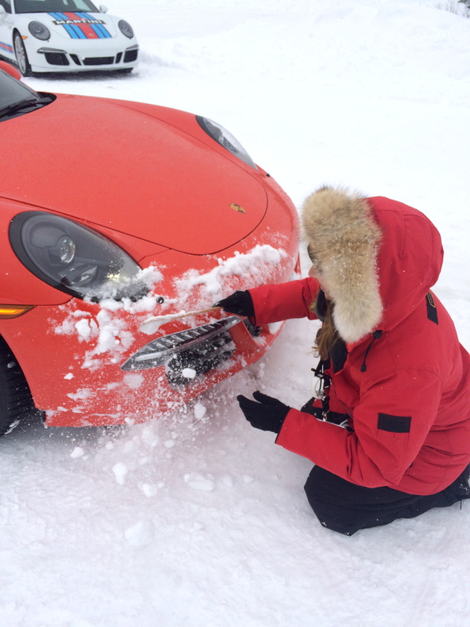 If you do stuff it into a snowbank, make sure to clean the snow out of your grille so your engine can still cool off. Photo credit: Stef Schrader